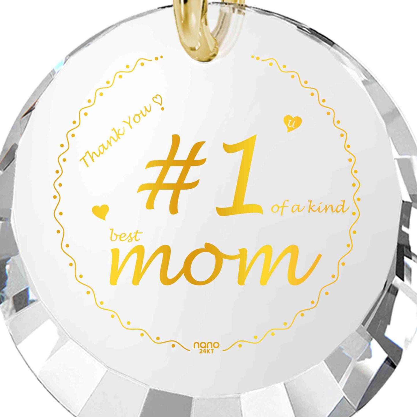 Number One Mom Gold Plated Silver Necklace 24k Gold Inscribed - Mother's Day Gift