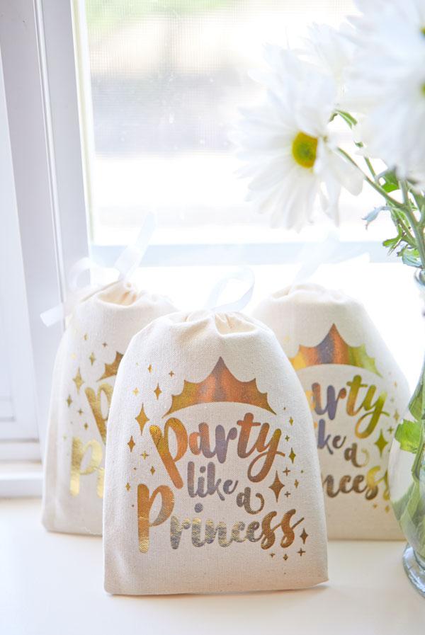 Party Like a Princess Gold Foil Gift Bag