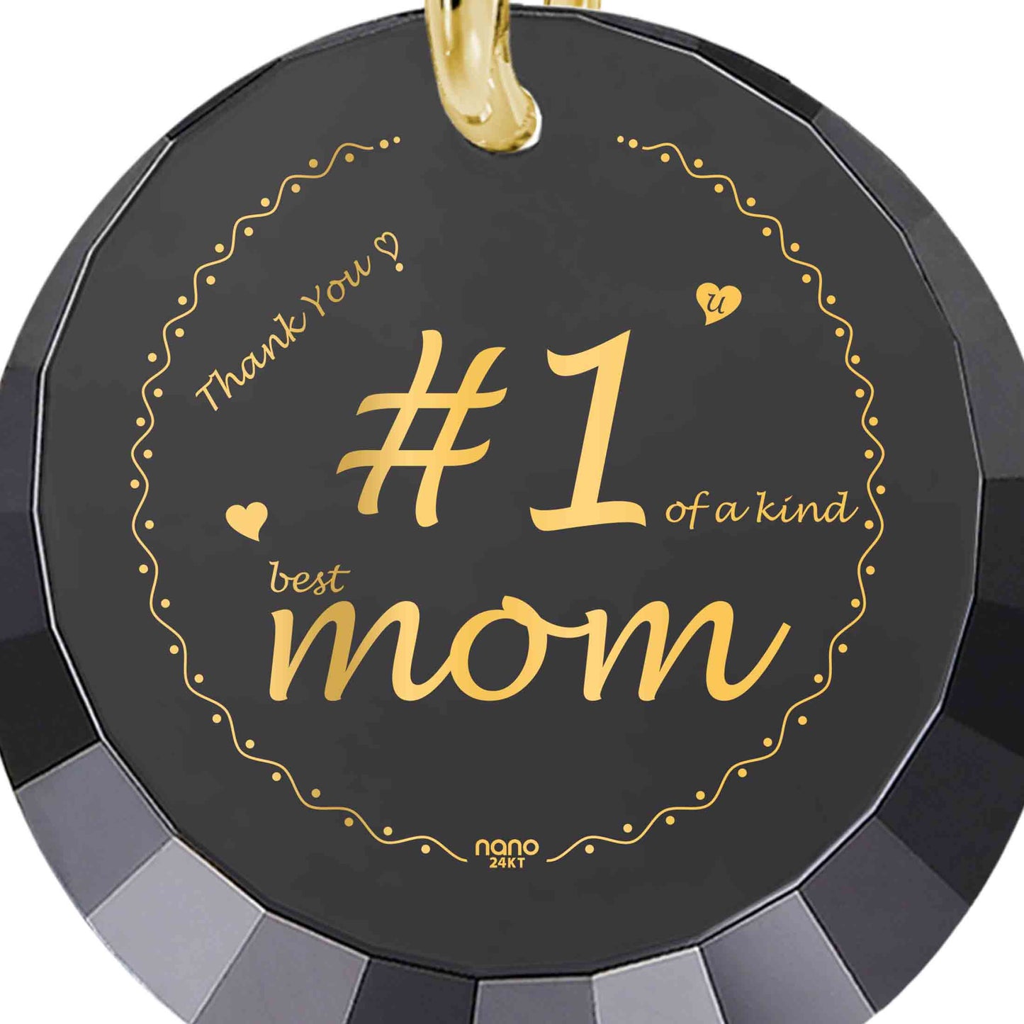 Number One Mom Gold Plated Silver Necklace 24k Gold Inscribed - Mother's Day Gift
